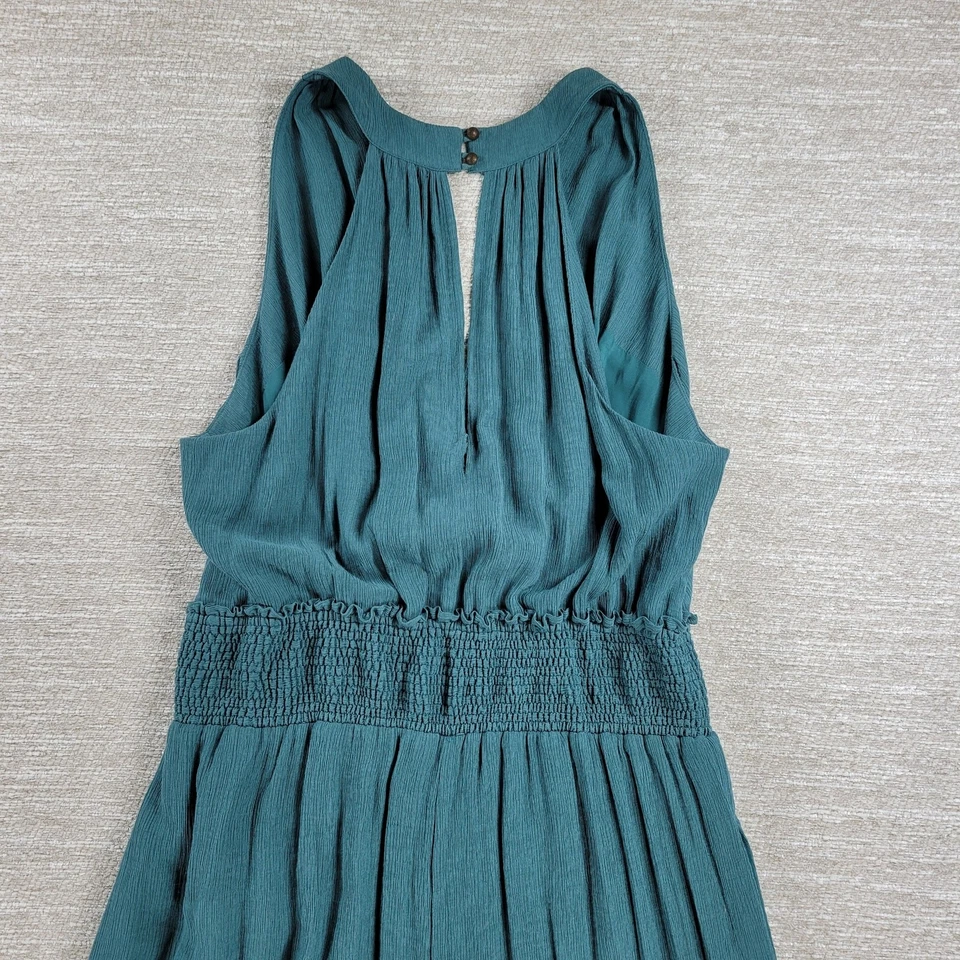 Mono plisado Anthropologie Bionda XL verde pierna ancha cintura ajustada tirar Foto 4 de 4