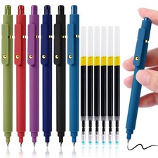 Fine Point Black Ink Gel Pens 0.5mm Quick Dry No Smudge Vintage Black Ink 6 Pcs