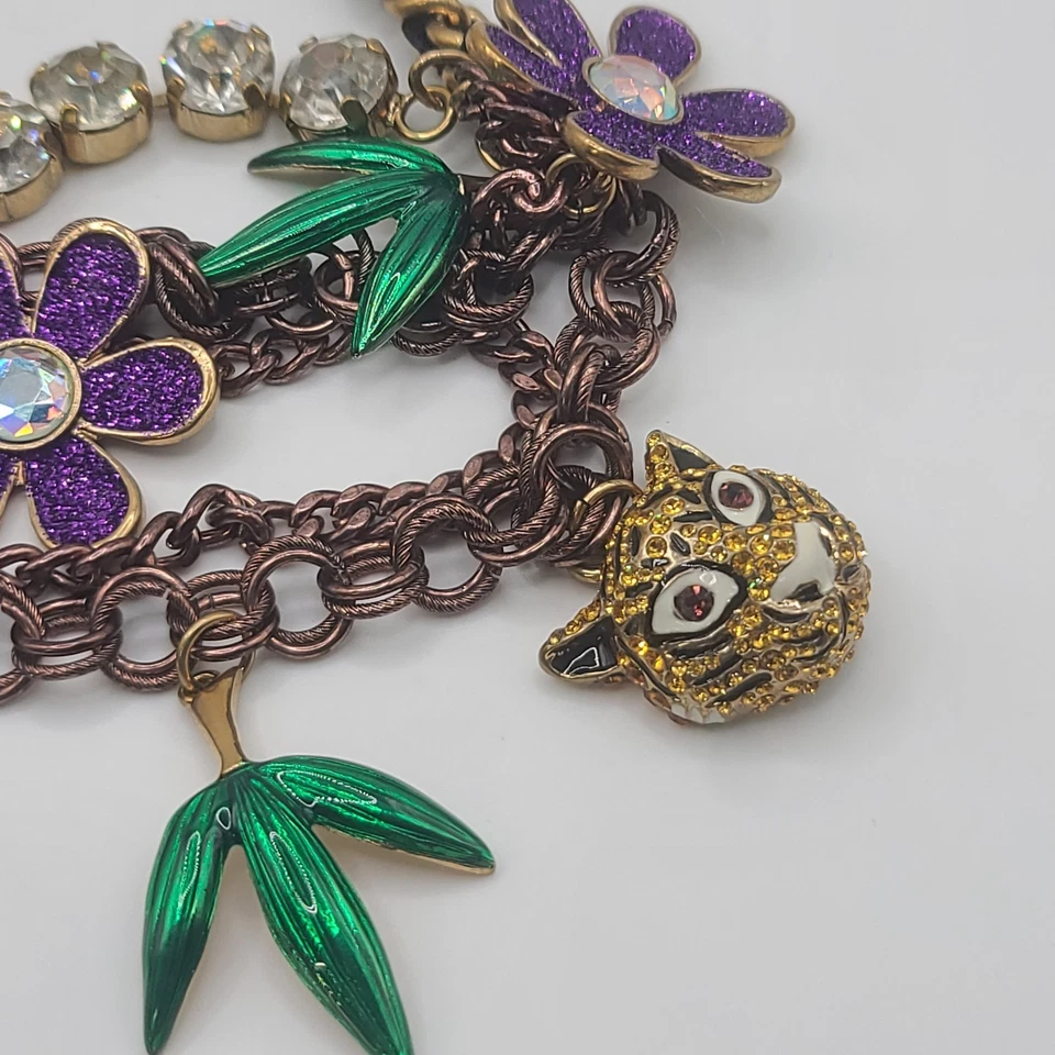 Collar Betsey Johnson Jungle Monkey Panda estrás 16" Foto 4 de 4