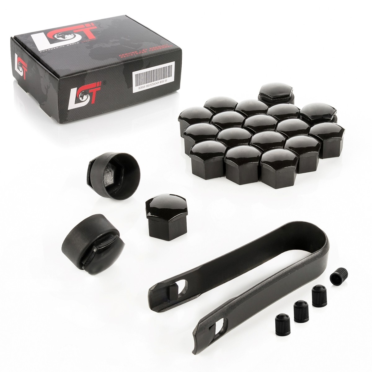 20X Wheel Nut Caps Set 17Mm Theft Resistant Glossy Black For MITSUBISHI
