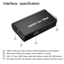 PS2 to HDMI 1080P Video Converter Adapter with 3.5mm Audio Output HDTV Monitor
