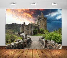 7x5ft Fabric Scotland Medieval Castle Backdrop Ancient Gothic Castle Old Ston...