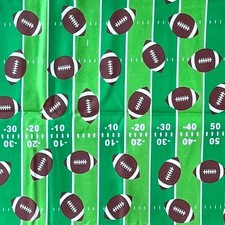 FOOTBALL Field on Green Cotton Quilt Craft Fabric Sports Themed 56 x 44 extra