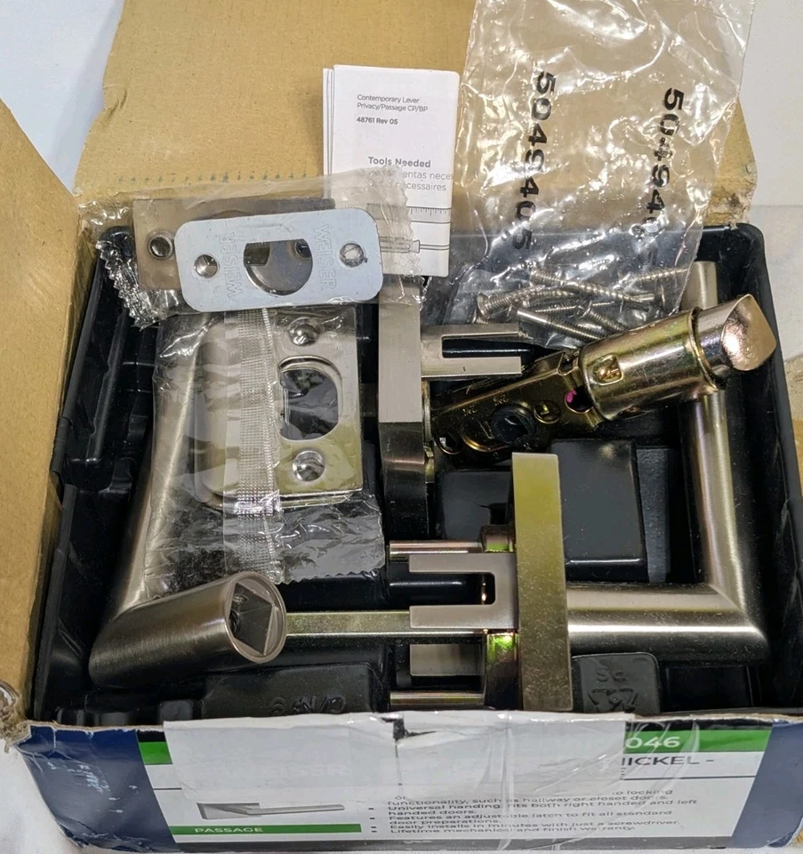 Weiser Halifax Milan Passage Door Handle Satin Nickel Non-Locking SPSL101-046 - Image 3 of 4