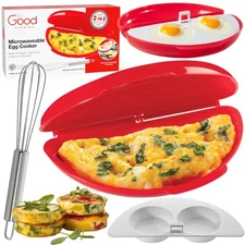 Microwave 2 in 1 Omelet Maker and Egg Cup Cooker - Make Easy Poached, Fried, ...