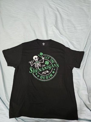 Way to Celebrate Black XL Let's The Shenanigans Begin T-shirt  NWT