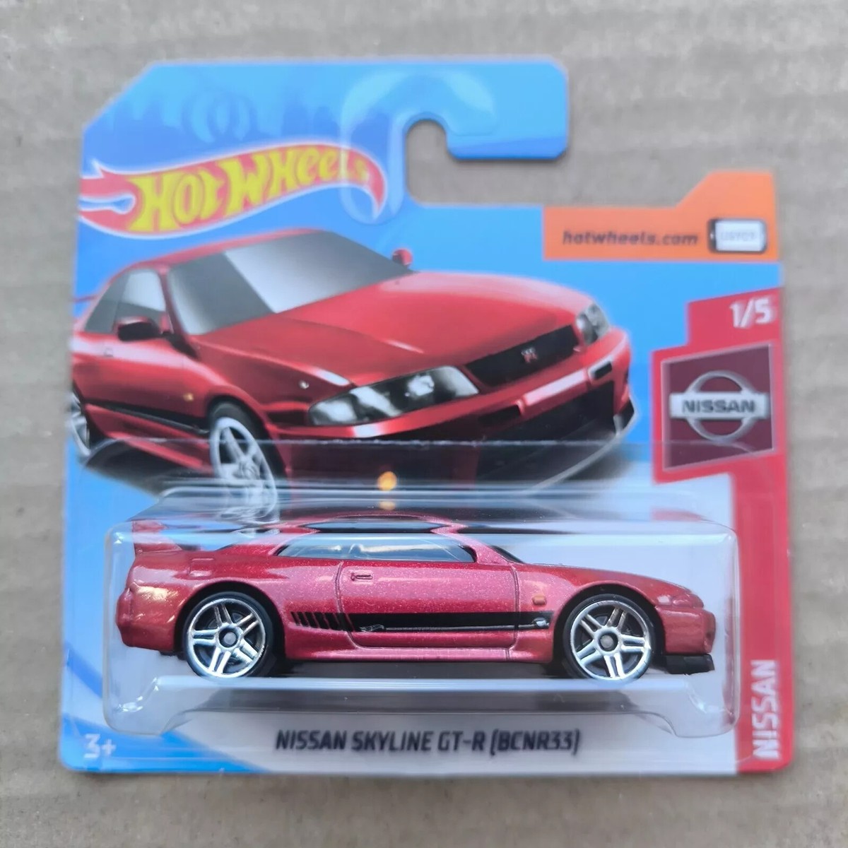 Hot Wheels SHORT CARD HW 2019 NISSAN SKYLINE GT-R (BCNR33) RED 1/5