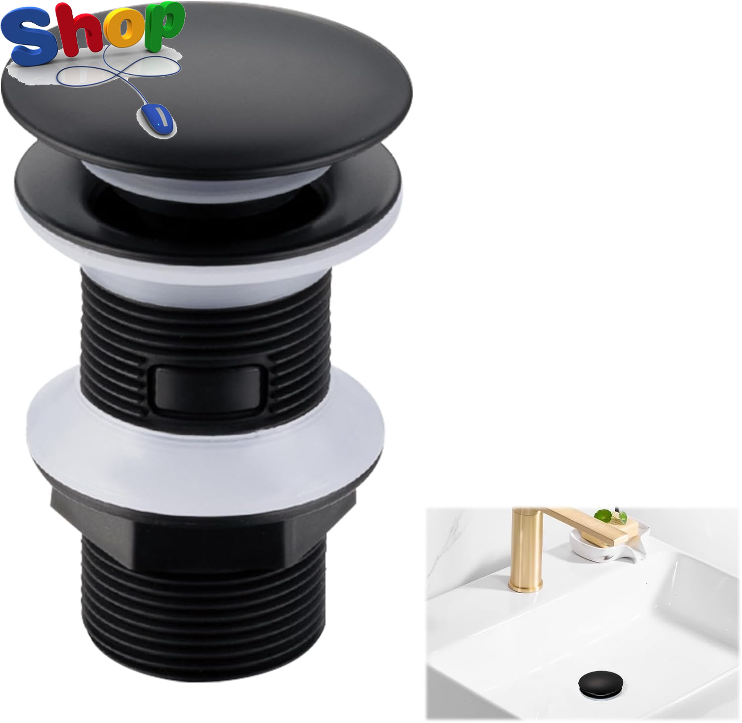 Bathroom Sink Waste Unslotted Pop up Basin Waste, Click Clack Basin Waste Unslot