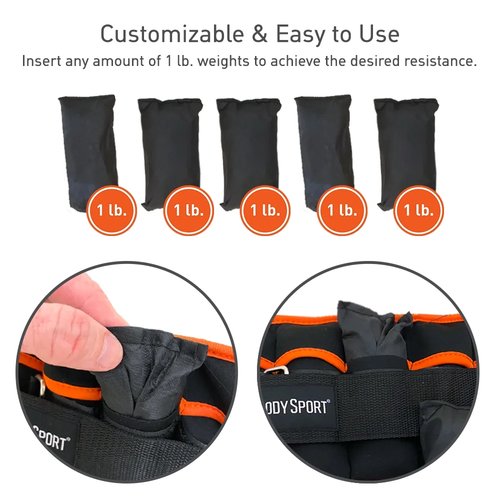 1 Pound – 5 Pound Black/Orange Adjustable Ankle Weights for Men, Women, and Kids - Picture 3 of 12