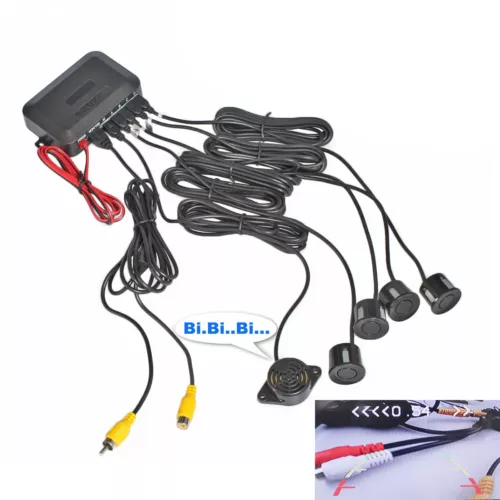 Car Reverse Video Parking Radar 4 Sensor Rear View Backup Security System Alarm