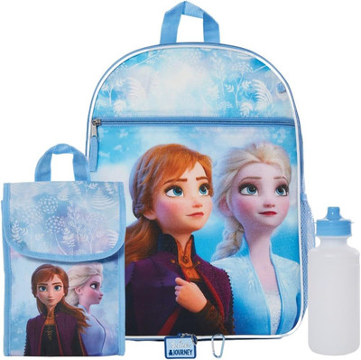 Fast Forward Disney Frozen Backpack Set for Girls, 16 inch with Lunch Multi 