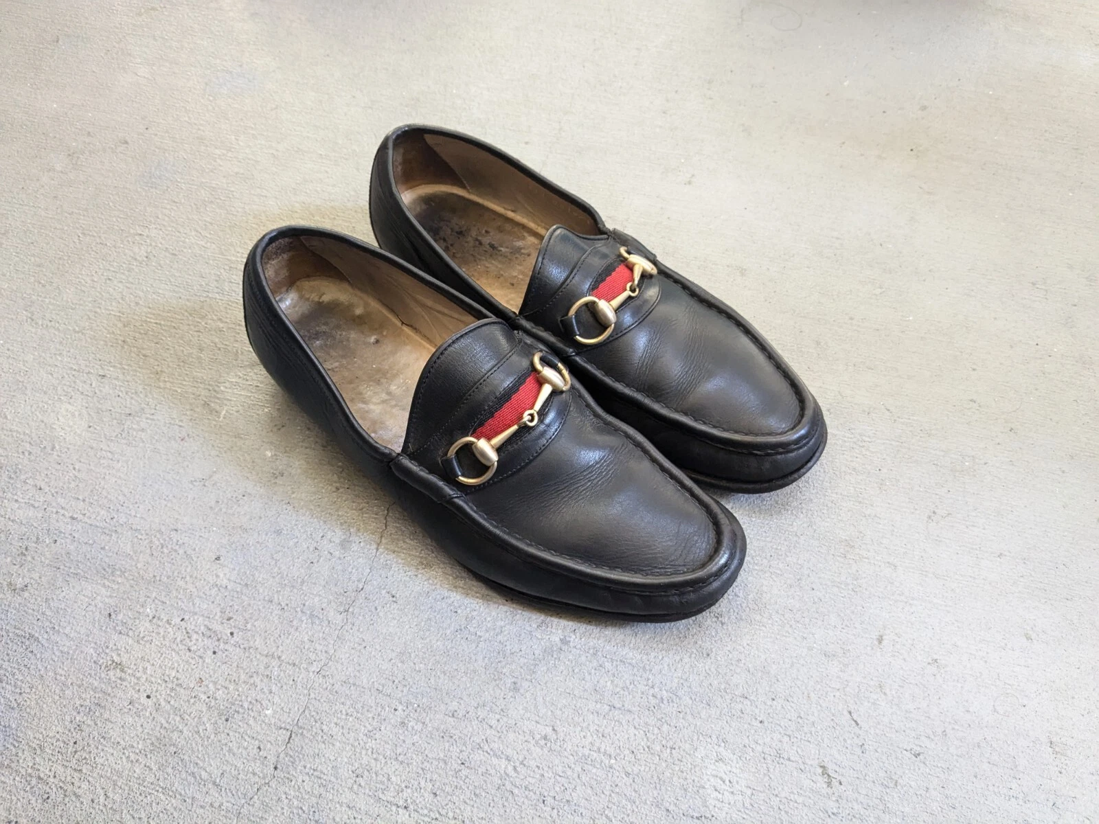 Mocassins Gucci Horsebit hommes 10 chaussures habillées à enfiler en cuir noir Italie