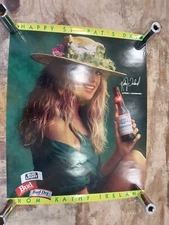 Vintage Budweiser 1997 Kathy Ireland St Patrick’s Day Bud Light Beer Bar Poster