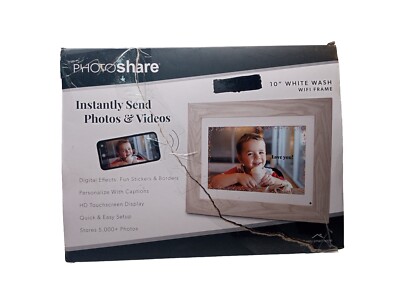 Simply Smart Home PhotoShare 10'' Smart Digital Frame-Touchscreen White Wash *NEW