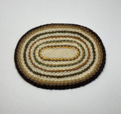 Vintage Dollhouse Artisan Made Multi Color Rug Braided Area Carpet Oval
