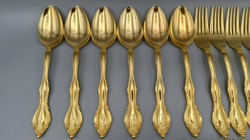 Everbrite Deluxe EVS10 Stainless Gold Flatware Large Set of 32 Pieces- Unused NM - Picture 5 of 9