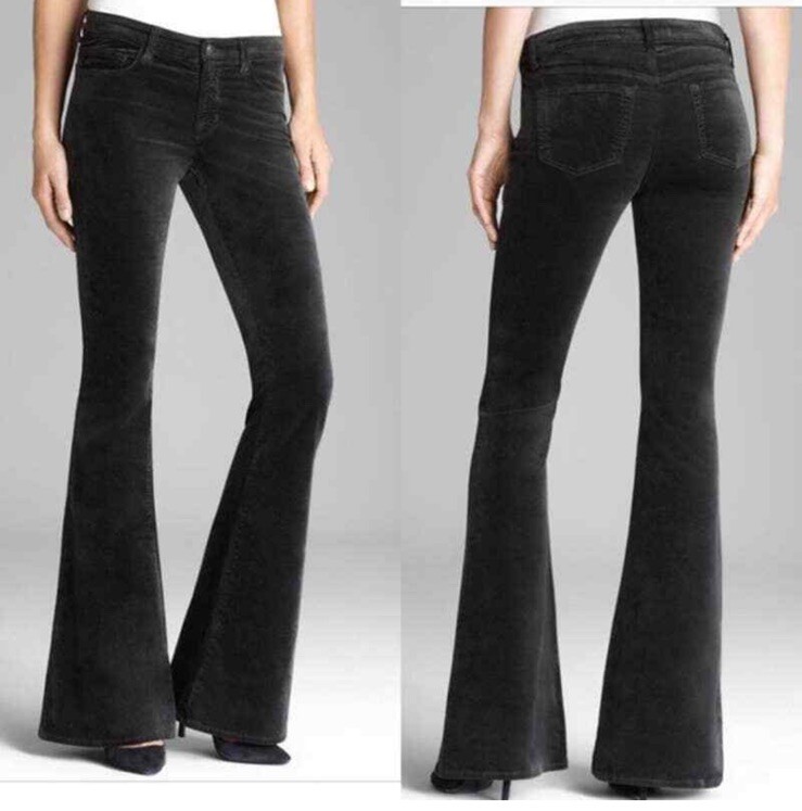 J Brand Black Flared Velvet Martini Jeans Women's Pants Size 26 Bell