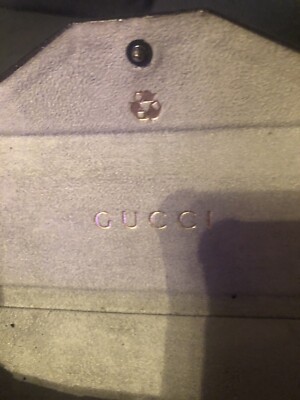 Gucci Triangle Logo Large Brown Leather Sunglass Case For Large Shades Triangle GUCCI Brown Logo Embossed Leather Triangular Sunglasses  main image 4