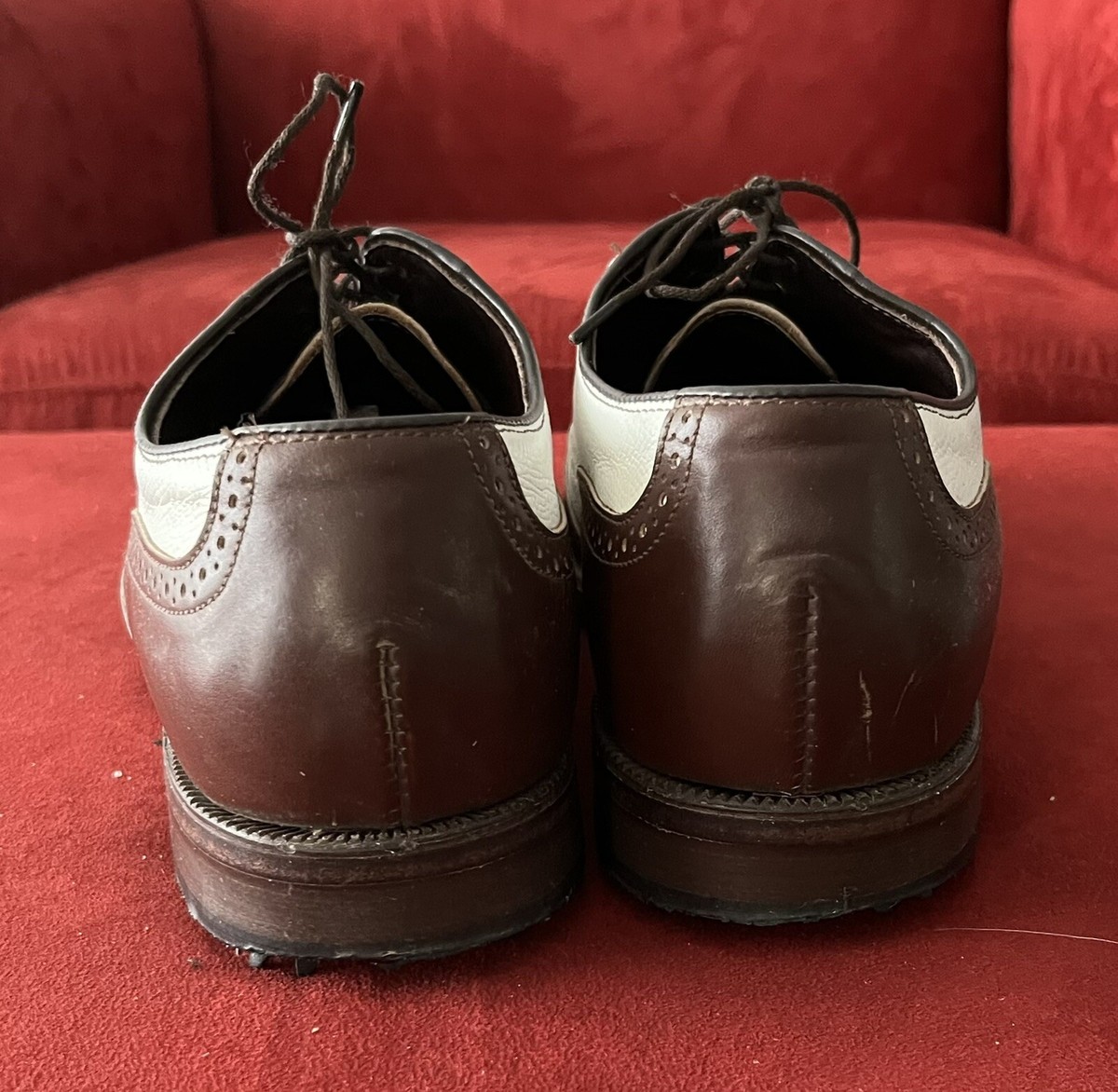 ⭕️ フットジョイ クラシック レザー サドルシューズ 27cm VINTAGE FootJoy Classics White Leather / Brown Gator saddle