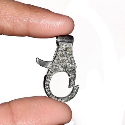 925 Sterling Silver Diamond Lock Lobster Clasp Finding Handmade Jewelry