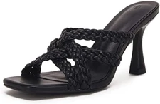 Omysky Womens Braided Heeled Sandals Cross Straps Backless Mules Sz-9.5 Shoes