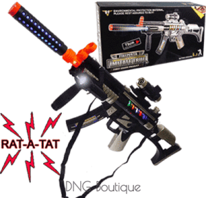 BIG Light Up Assault Rifle Machine Gun Toy Kids Moving Barrel LED Tommy Pistol