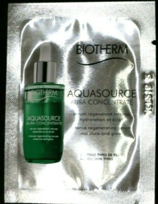 2 Sample Biotherm Aquasource Aura Concentrate Regenerating Serum 2 x 2 ml. New