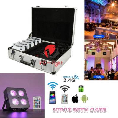 Hot 10pc+CASE/IR4 Mini Uplight 4X18W RGBWAUV DMX Battery Wireless Led Par Lights