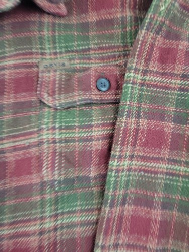 Orvis Mens Flannel XL Button Up Red/Green Plaid Long Sleeve Outdoor Pockets - Picture 5 of 14