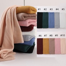 Womens Crinkled Headscarves Solid colors Scarf Hijabs Muslim Shawls and Wraps