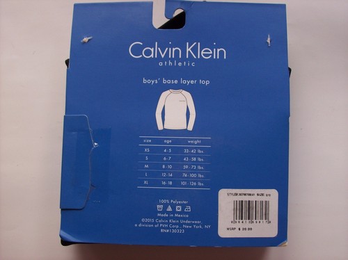 Calvin Klein Base Layer Top Boys Mesh Sz Medium M Athletic Black Polyester NIP - Picture 4 of 4
