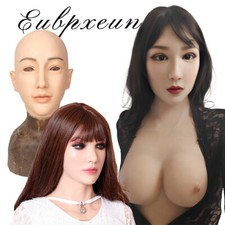 Realistic Silicone Female Face Mask Crossdresser Head Mask For women For Cosplay