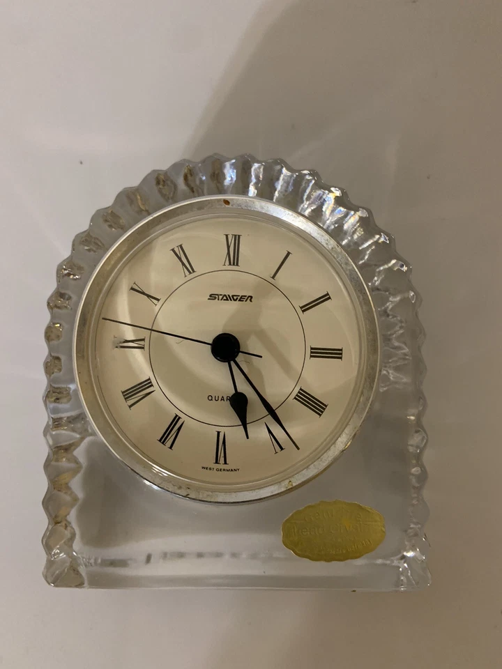 RELOJ STAIGER Alemania Occidental Cuarzo ONEIDA PLOMO CRISTAL Escritorio Estante Abrigo Foto 3 de 4