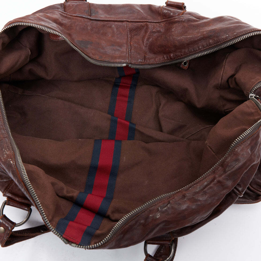 MIU MIU Vintage brown tumbled crinkled leather large travel MIU MIU Vintage brown tumbled crinkled leather large travel