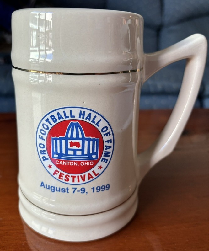 1999 Pro Football Hall Of Fame Festival Large Ceramic Mug Inductees Signatures