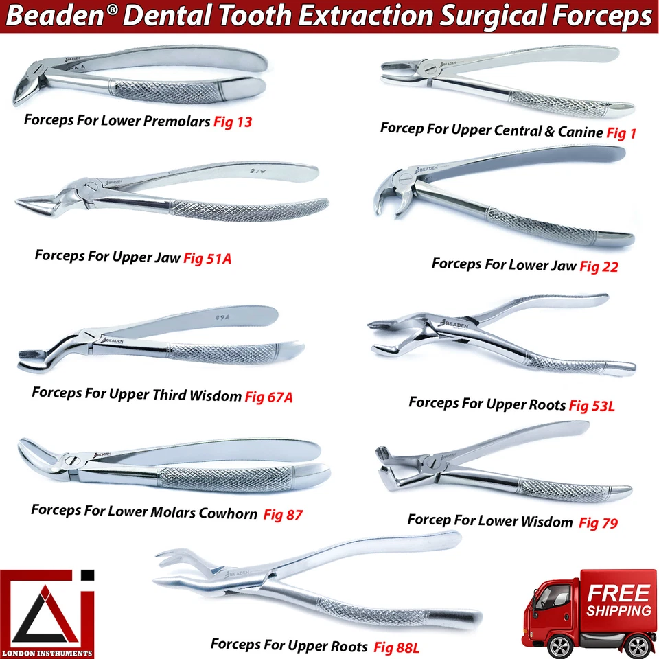 BEADEN® INSTRUMENTS Tooth Extraction Dentist Forceps For Upper And Lower Molars Oral Surgery Pliers