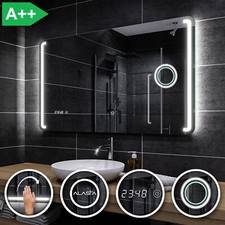 Beau Miroir Salle De Bain Lumineux LED OSLO | INTERRUPTEUR | HORLOGE | MAKEUP