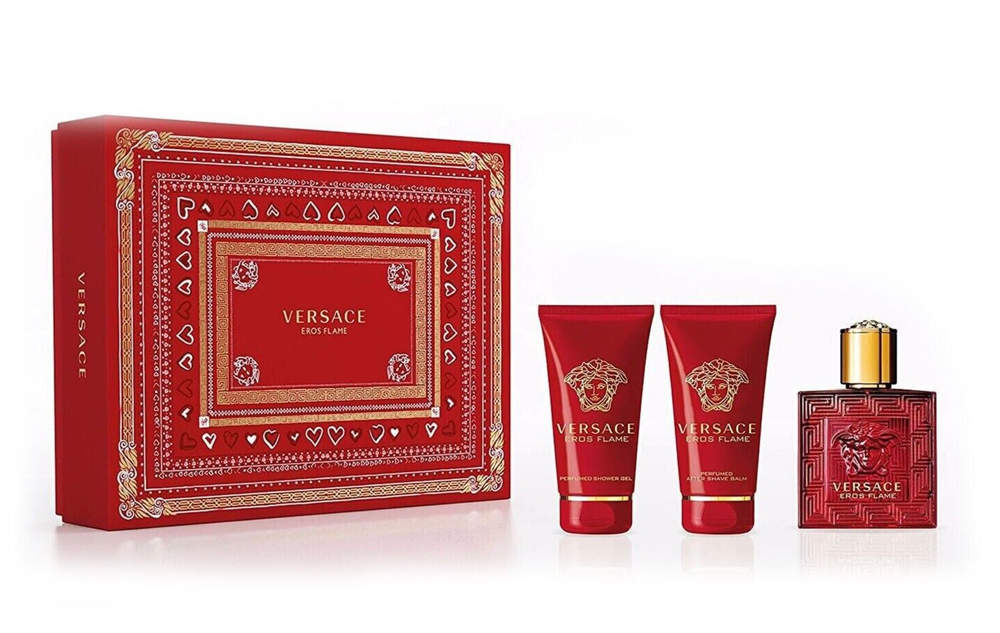 Eros Flame by Versace EDT Spray for Men 1.7oz 3pc New Gift Box