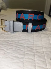 marc jacobs webbing logo belt Unisex ? New With Tag Black Blue Orange Goldtone