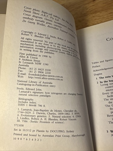 Lamarck's Signature Steele PB Book 1998 Signed Retrogenes and Natural Selection - 第 8/9 張圖片