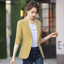 Spring Summer 3/4 Sleeve Women's Elegant Business Work Office Suit Blazer Jacket