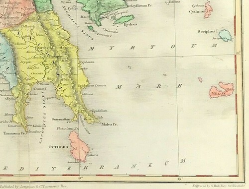 Islas Griegas por Samuel Butler mano fina color 1832 mapa original - Imagen 5 de 5