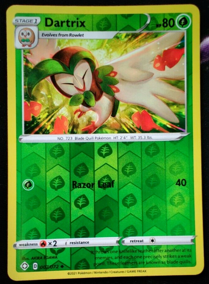 Dartrix 007/072 - Reverse Holo - Pokemon - Shining Fates - NM/M - New