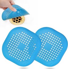 2 Pack Silicone Drain Catcher Covers for Bathtub, Shower, Kitchen Sink, Blue