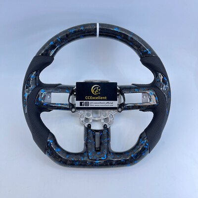 Forged Carbon Fiber with Blue Flakes Steering Wheel Fit For Ford Mustang GT2018+