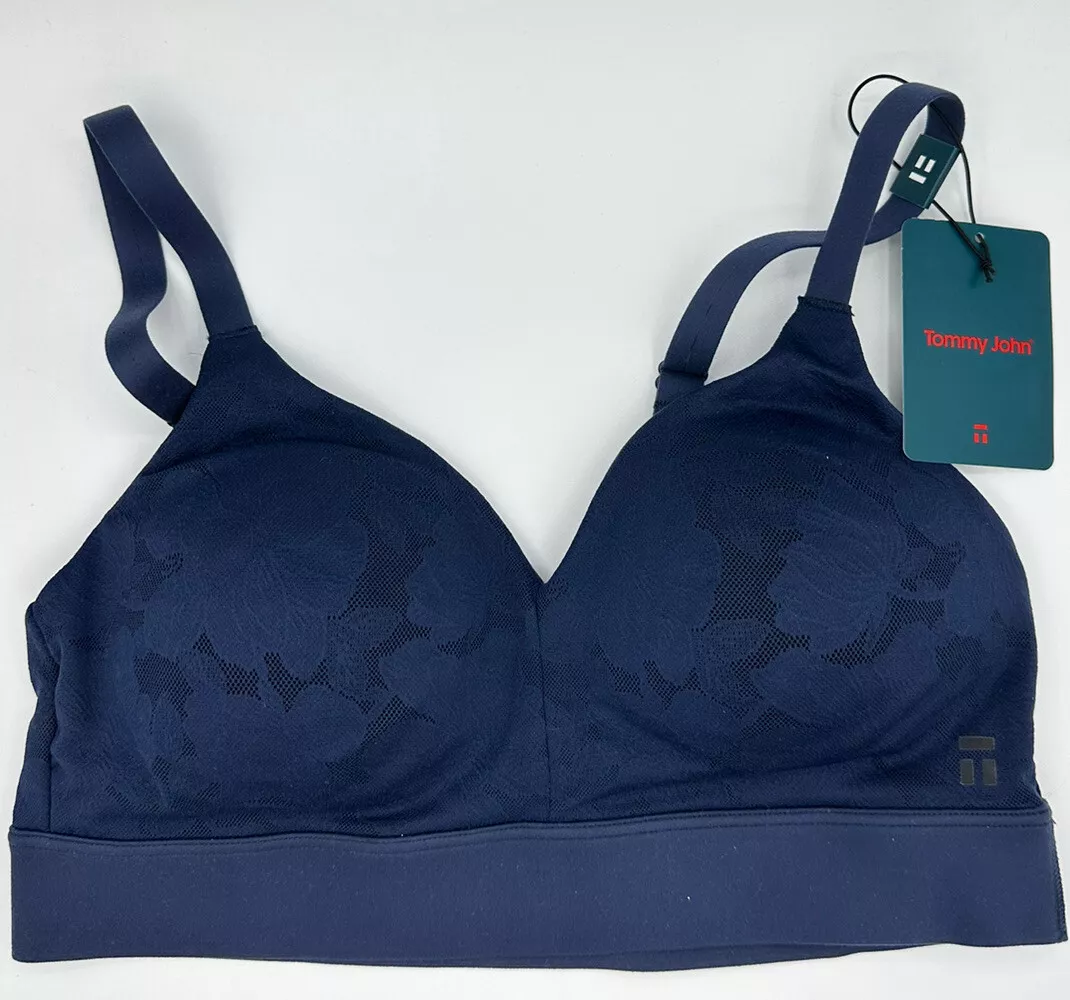 Tommy John Second Skin Triangle Lace Blue Wireless Bralette Bra Womens Small