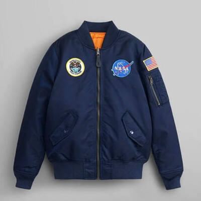 N12-Alpha Industries, 10-12Y/YM, l/s poly NASA Bomber Jacket Coat (10-12  Years)