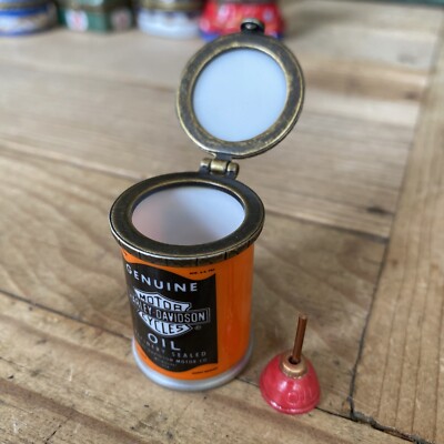 Vtg 2000 Harley Davidson Can Of Motor Oil Porcelain Hinged Trinket