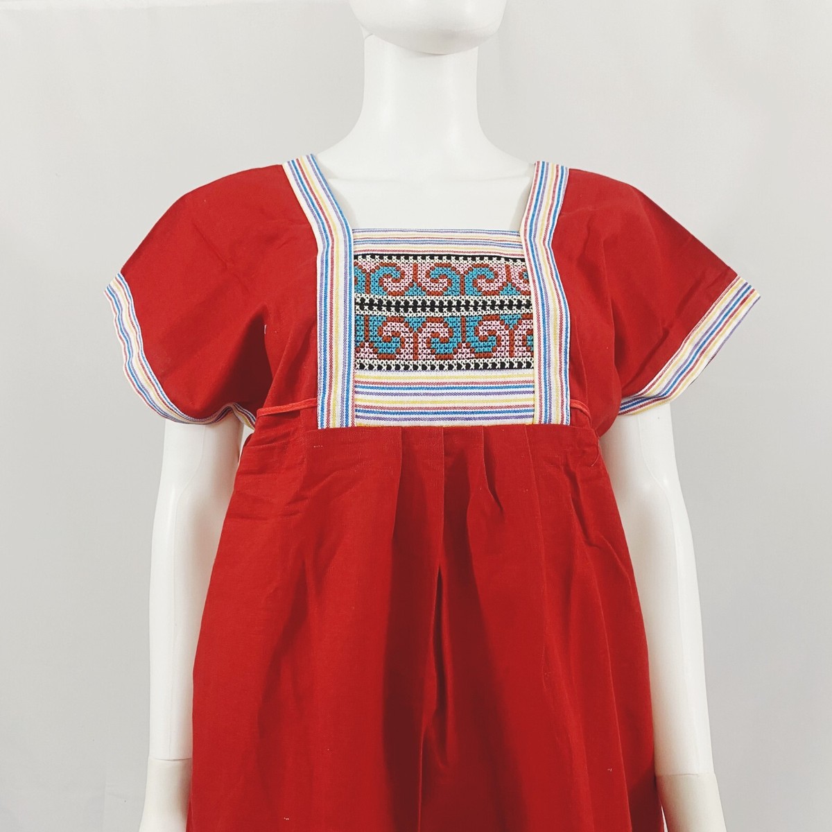 Women's Thai Hill Tribe Style Cotton Multi-Color Midi Dress Hmong