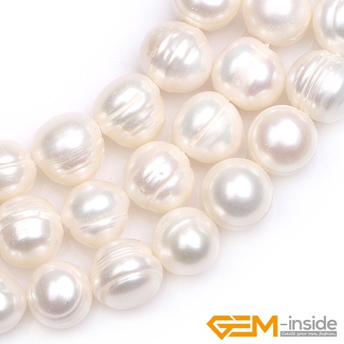 Natural 11-12mm Freshwater White Pearl Round Loose Beads for Jewelry Making 15" - Picture 3 of 11